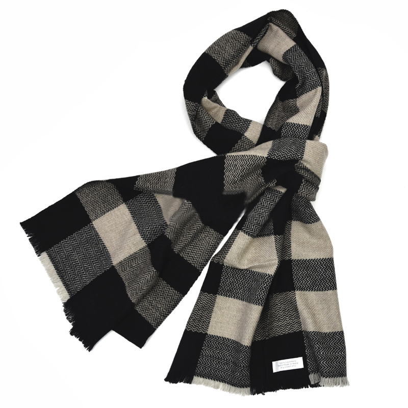 Pure Cashmere Scarves Black Plaid Women Fashional Winter Scarf